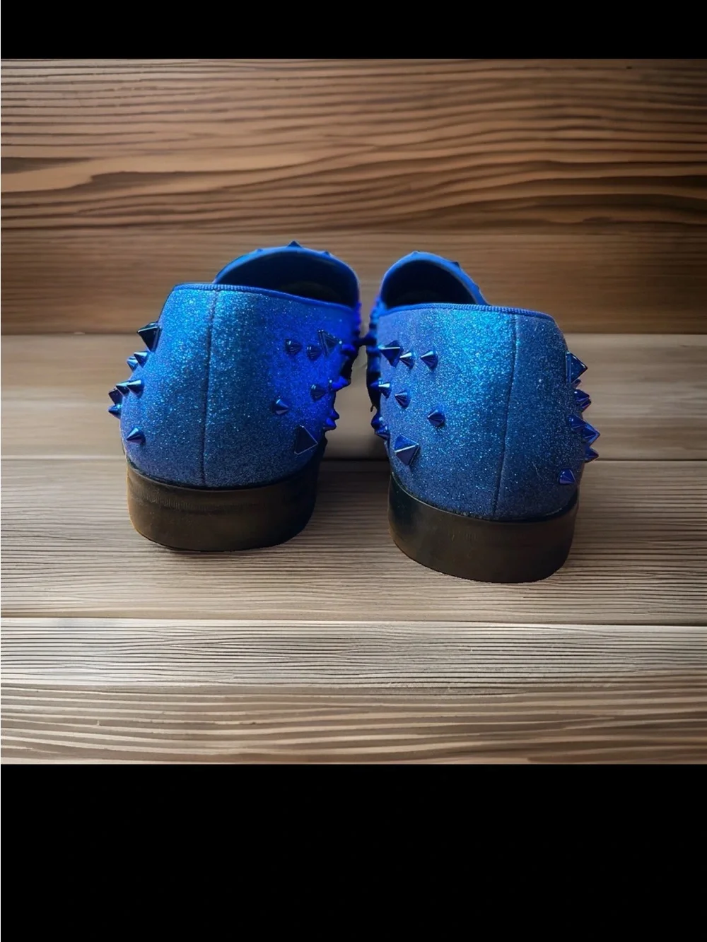 Terroni Men’s electric Blue Spike-Stud Slip-On Loafers